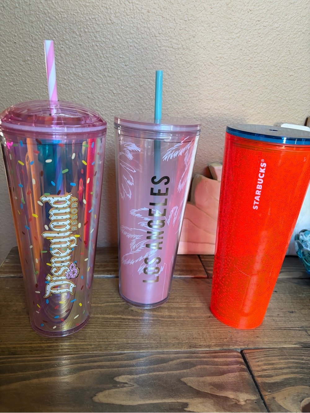 Starbucks 24 Ounce Cold Tumblers Disneyland Donut Shop LA and Orange Bubble Cup